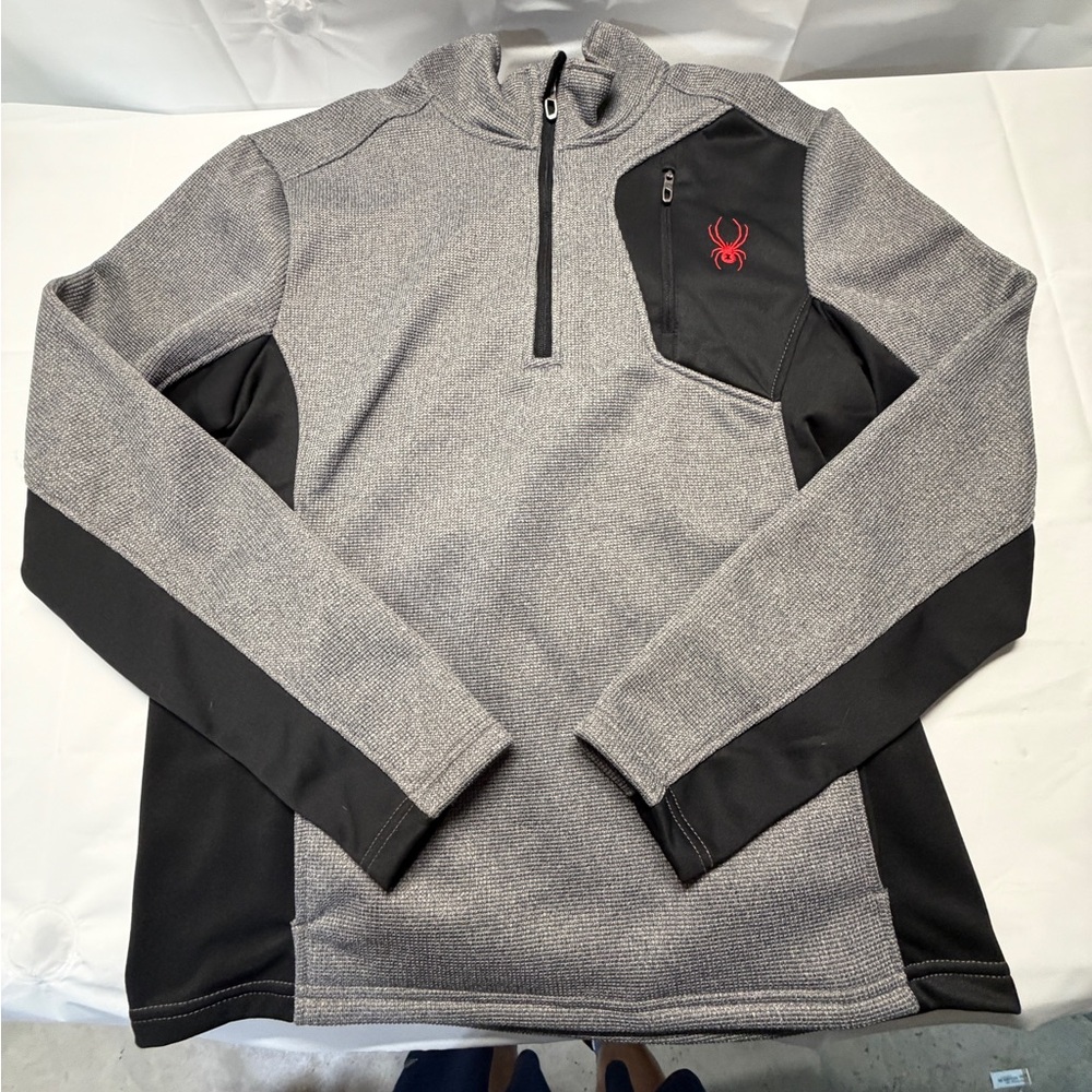 Spyder‎ Men's Gray and Black Quarter-Zip Pullover with Red Logo
